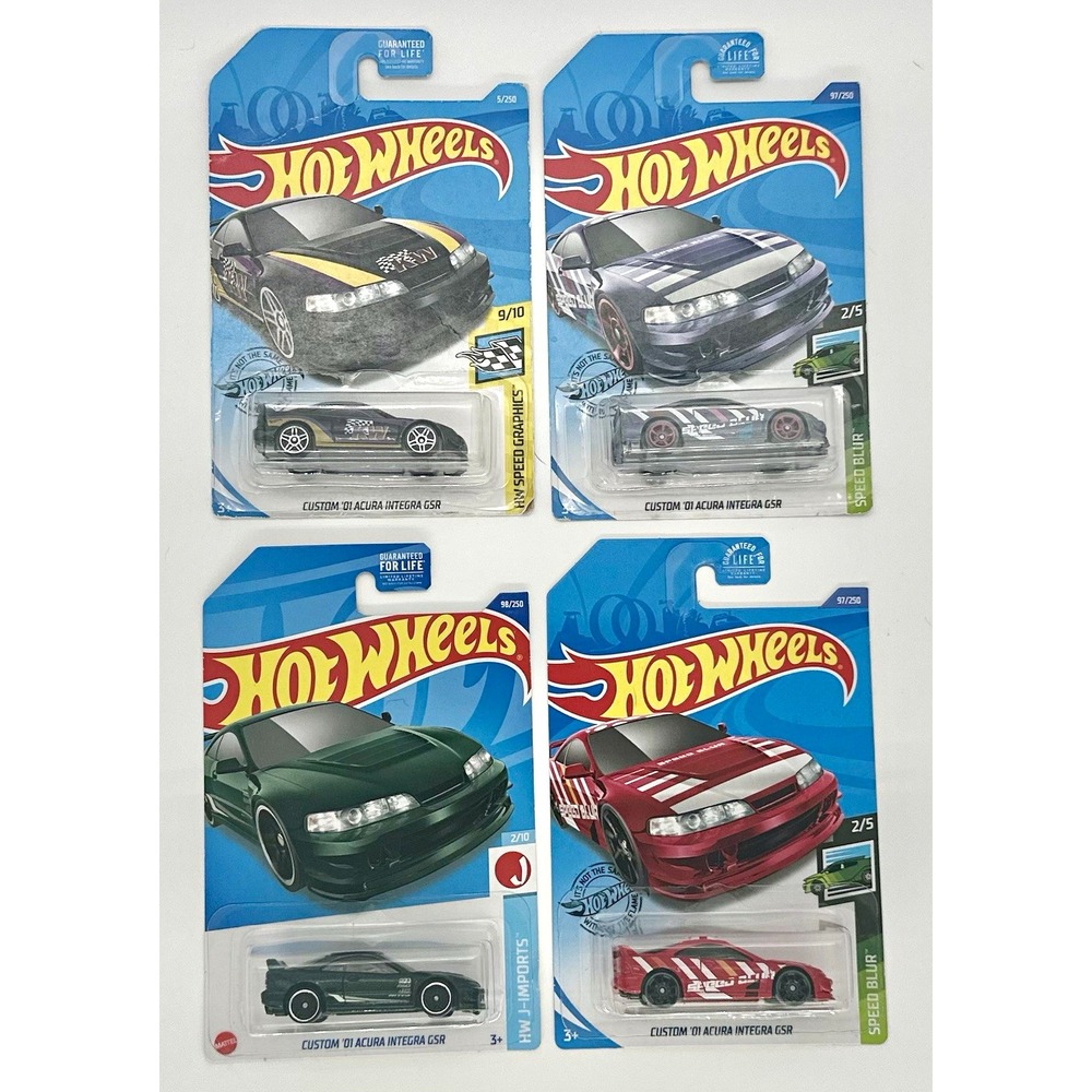 Hot Wheels Custom '01 Acura Integra GSR Lot of 4 1:64 Diecast HW Speed Graphics